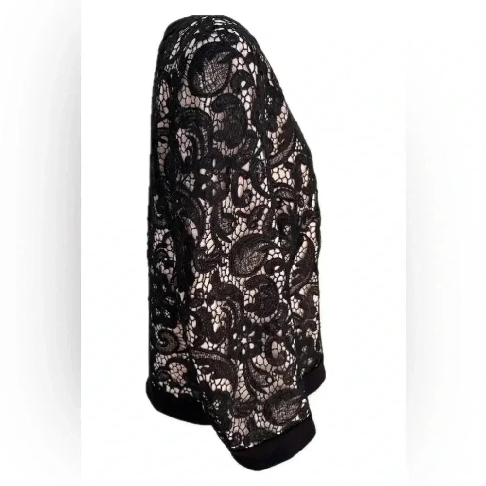 Boston Proper lace overlay elegant lined jacket - size L - Picture 3 of 12